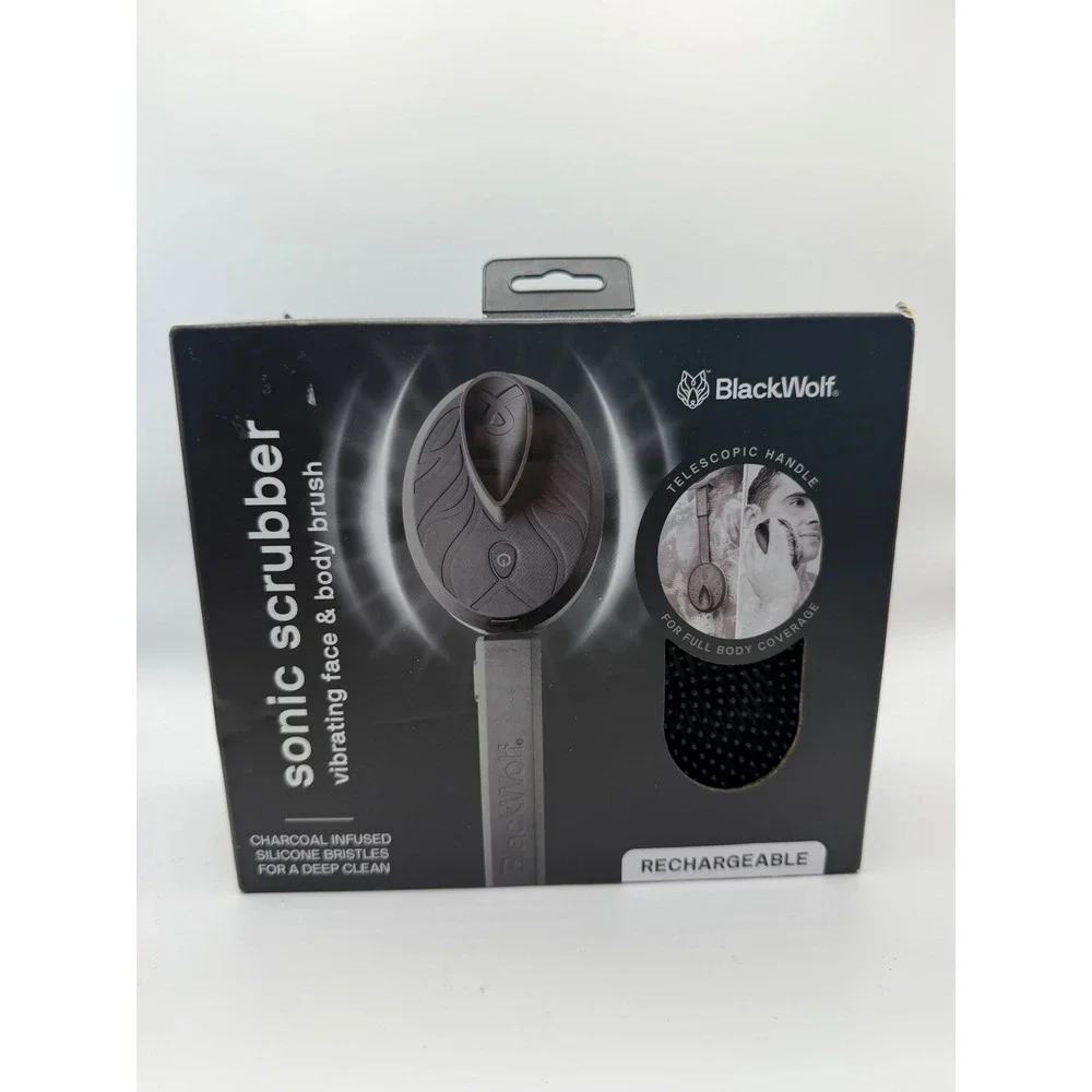 BlackWolf Sonic Scrubber Vibrating Face Body Brush SSRB1006 Charcoal Silicone